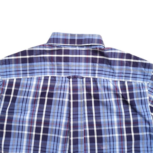 Orvis Shirt Mens Large Blue Plaid Short Sleeve Button Down Vintage - Picture 12 of 13